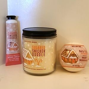 Bath & Body Set. Shea Butter Hand Cream, Bath Fizzy and 1 Wick 7 oz candle.